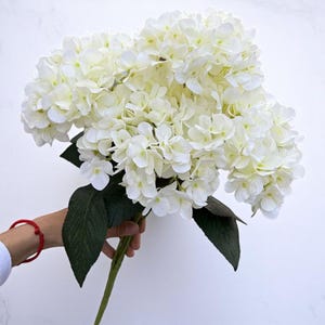 5 Heads Real Touch Huge Hydrangea Stem | Realistic Artificial Hydrangea Flowers | Silk Hydrangea with Stem | Fake Wedding Flowers