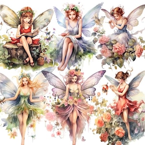 20 stickers fées fleurs roses | Déco de journal indésirable pour le scrapbooking | Lot d'autocollants pour album et bricolage