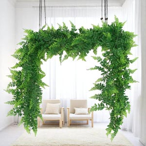Pianta di felce artificiale sospesa da 170 cm / Pianta tropicale finta per decorazioni da parete, giardino di casa, fogliame per interni ed esterni
