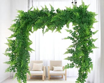 170cm Artificial Hanging Fern Vine | Fake Tropical Greenery Plant for Wall Decor, Home Garden, Indoor Outdoor Foliage