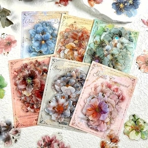 20 fogli adesivi vintage a forma di fiori / forniture decorative per scrapbooking, diari e collage in PET estetico