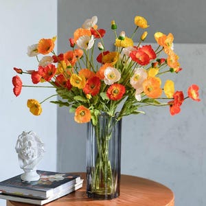 Fiori artificiali di papavero / Bouquet finto a 4 teste per composizioni floreali fai da te / Decorazioni per la casa e il giardino / Decorazioni per feste di matrimonio
