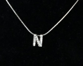 Sterling Silver CZ Initial D Slide Pendant