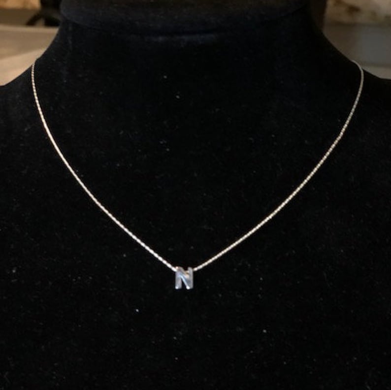 Initial Necklace tiny Sterling Silver Initial Necklace Etsy Ireland