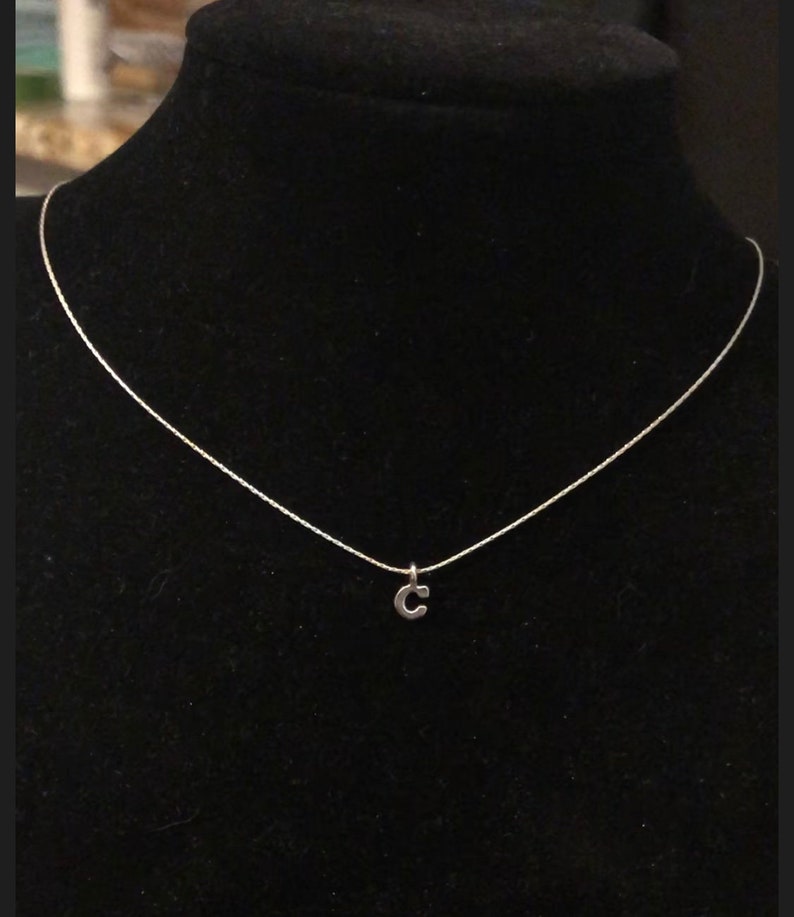 Sterling Silver Initial Necklace Hanging Letter Necklace Etsy