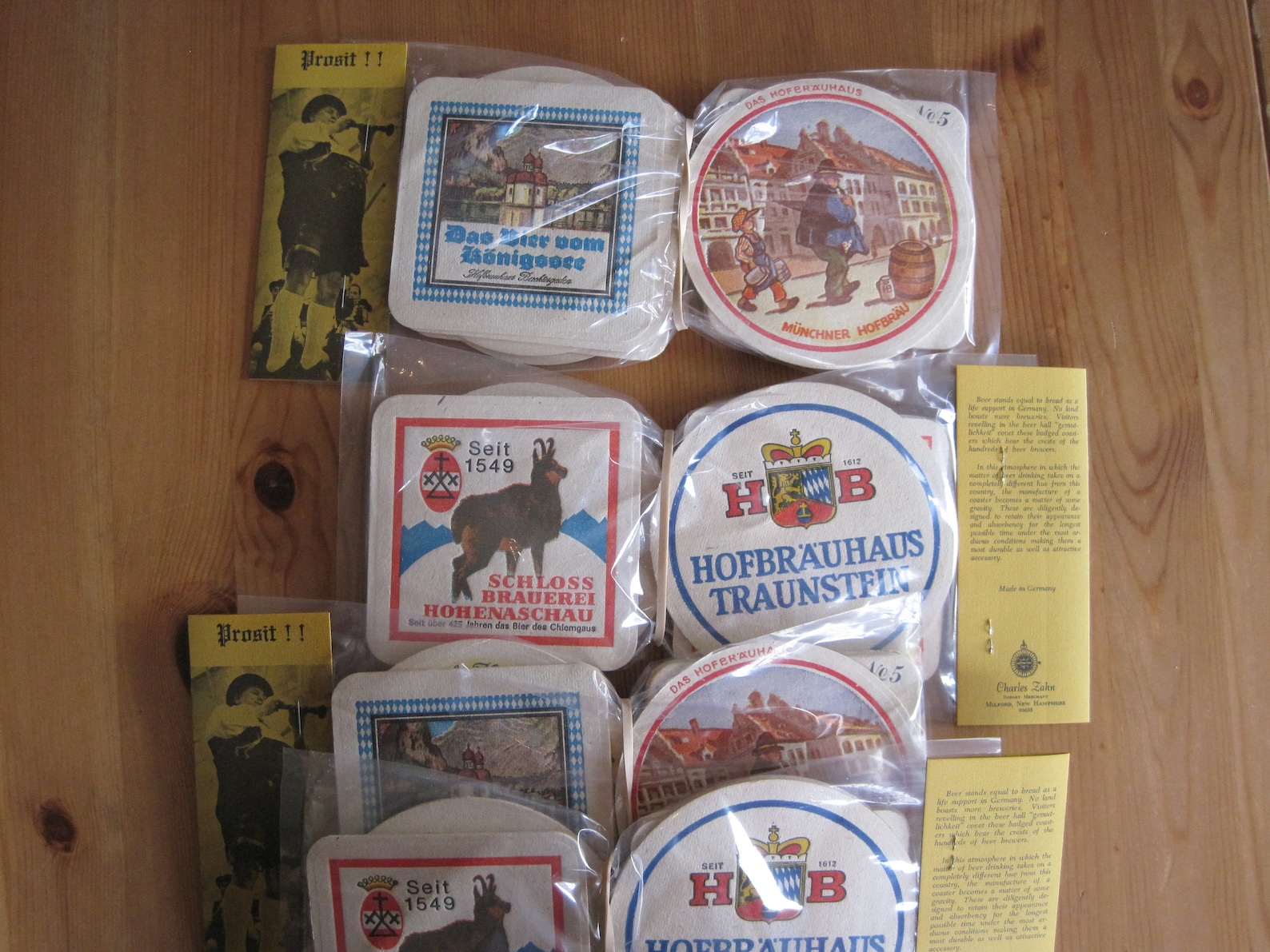 Vintage German Beer Coasters Brewery Hofbrau Lot of 40 unused Gift Packs Charles Zahn Oktoberfest