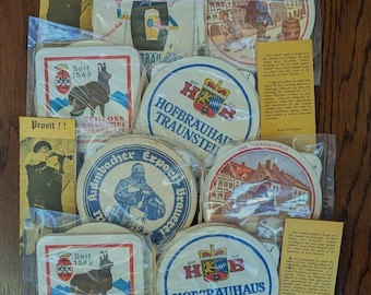 Posavasos de cerveza alemana vintage de la cervecería Hofbräu, lote de 40 unidades, paquetes de regalo de Charles Zahn Oktoberfest.