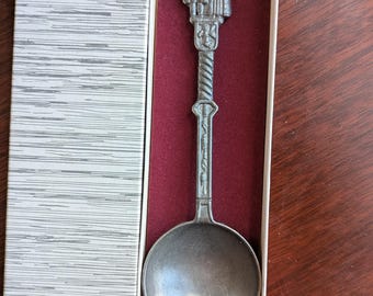 Vintage Antiqued Dutch Pewter Wedding Bridal Spoon From Holland Boxed