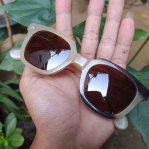 Lunettes de vue personnalisées en corne de chèvre | Cadre en corne naturelle | Lunettes à verres polarisés
