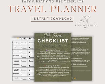 Solo Travel Checklist, Budget Travel Planner, Digital Travel Planner PDF, Travel Notebook, Budget Template, Printable Travel Checklist