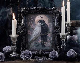 Raven Lovers | Pastel Goth Print, Romantic Whimsigoth Home Decor (Digital Download)