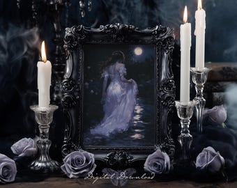 Impression d'art fantôme au clair de lune | Décoration gothique romantique Whimsigoth (téléchargement numérique)