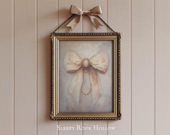 Lace Bow | Victorian Coquette Print, Neutral Cottagecore Wall Art (Digital Download)