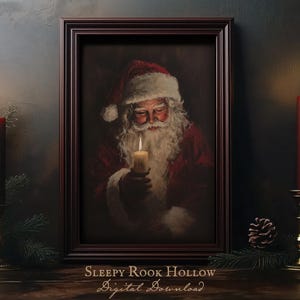 Weihnachtsmann | DRUCKBARE Wand Kunst, Stimmungsvoller Feiertags Druck, Weihnachtsdekoration, Dunkles Gemälde, Gothic Winter Dekor, Maximalistisches Kunstwerk