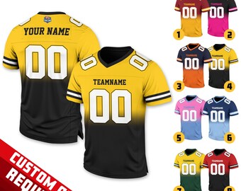 Personalized Gradient Football Team Jersey, Custom Front Back Football V-neck Jersey For Men, Custom Team Sport Uniform Football Fan Lovers