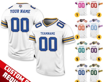 Personalized Football Team Jersey, Custom Front Back Football V-neck Jersey For Men, Personalized Short Sleeve Team Sport Uniform Football