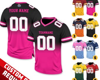 Personalized Gradient Football Team Jersey, Custom Front Back Football V-neck Jersey For Men, Custom Team Sport Uniform Football Fan Lovers