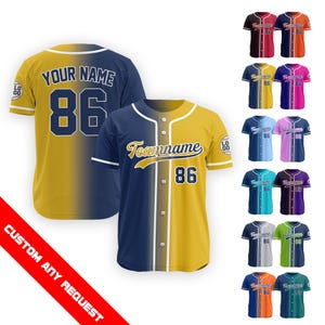 Personalisiertes Team Name Baseball Jersey, Benutzerdefiniertes Baseball Jersey mit Nummer Logo für Männer Frauen Jugend Vorschule, Farbverlauf Baseball Jersey Geschenk