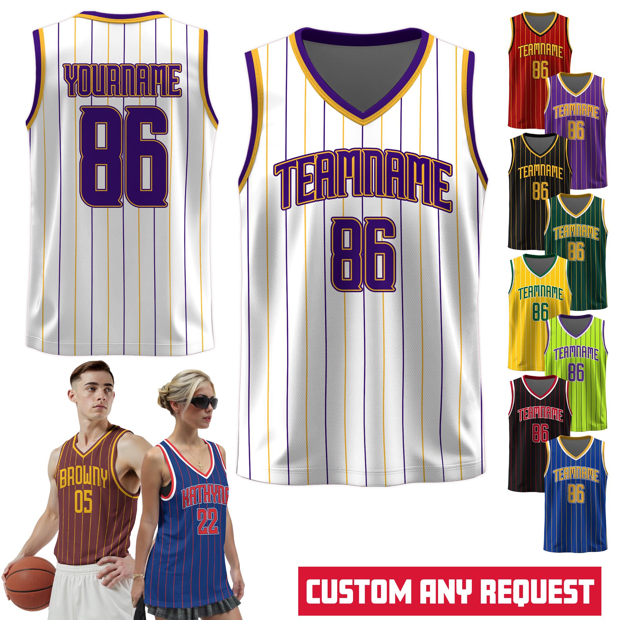 Personalized Pinstripe Basketball Jersey for Adults Kid, Custom