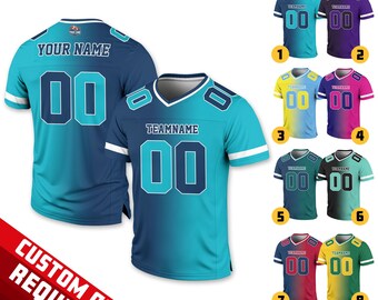 Custom Team Name Number Gradient Football Jersey for Men Women Youth Preschool, Game Day Outfit, Personalized Gradient Football Jersey Gift