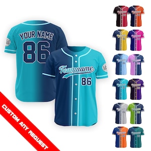 Benutzerdefinierte Baseball Jersey mit Team Name Number Logo für Erwachsene Jugend Vorschule, Farbverlauf Jersey, ideales Geschenk für Baseball Team Matching