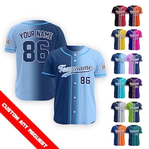 Personalisiertes Team Name Baseball Jersey, Benutzerdefiniertes Baseball Jersey mit Nummer Logo für Männer Frauen Jugend Vorschule, Farbverlauf Baseball Jersey Geschenk
