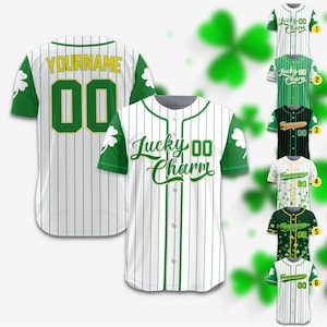 Personalized Name St Patrick&#39;s Day Baseball Jersey for Adult Kid, Custom Color Shamrock Jersey, St. Patrick&#39;s Day Outfit Party Gift for Fans
