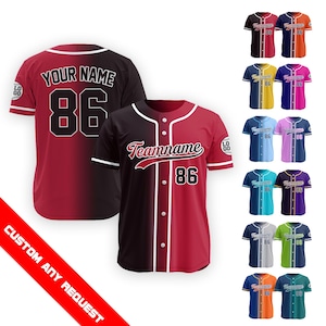 Personalisiertes Team Name Baseball Jersey, Benutzerdefiniertes Baseball Jersey mit Nummer Logo für Männer Frauen Jugend Vorschule, Farbverlauf Baseball Jersey Geschenk