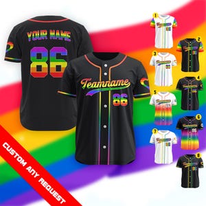 Personalized LGBTQ Pride Month Baseball Jersey for Men Women Kid, Custom Name Number Baseball Jersey for LGBT, Rainbow Baseball Jersey