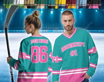 Personalized Ice Hockey Jersey for Men Women Youth, Hockey Jersey Uniform For Hockey Fans, Hockey Sweatshirt Game day outfit Hockey gifts