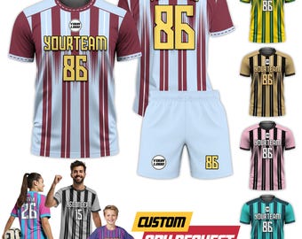 Conjunto de camiseta de fútbol personalizada para adultos y niños, con nombre y número personalizados para el día del partido, uniforme de equipo de fútbol, regalo.