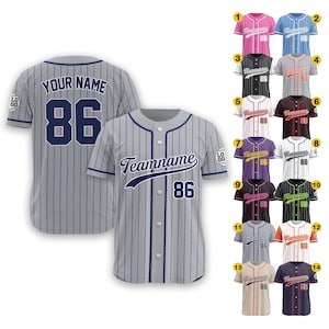 Custom Baseball Jersey Shirt With Team Name Number Logo for Men Women Preschool Youth Ideal Gifts for Baseball Fan Lover Pinstripe Jersey