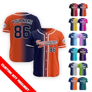Benutzerdefinierte Baseball Jersey mit Team Name Number Logo für Erwachsene Jugend Vorschule, Farbverlauf Jersey, ideales Geschenk für Baseball Team Matching