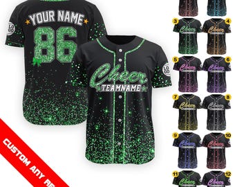 Custom Team Name Number Glitter Baseball Jersey For Adult Kid, Personalized Team Group Matching Jersey, Cheer Mom, Team Dance Jersey