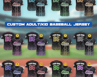 Custom Glitter Baseball Jersey with Team Name Number for Adult Kid, Faux Cheer Glitter Jersey, Personalized Team Group Matching Jersey