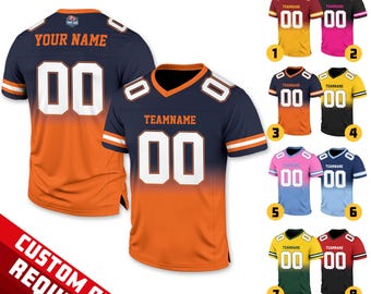 Custom Team Name Number Gradient Football Jersey for Men Women Youth Preschool, Game Day Outfit, Personalized Gradient Football Jersey Gift