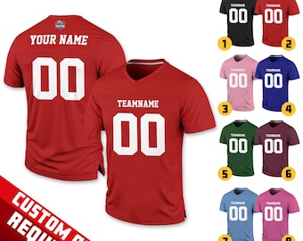 Personalized Football Team Jersey, Custom Front Back Football V-neck Jersey For Adult Kid, Football Fan Lovers Custom Team Sport Uniform