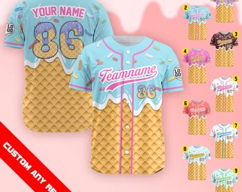Personalized Sprinkle Drip Baseball Jersey for Men Women Youth Kid, Custom Summer Sport Outfit, Family Matching, Ice Cream Drip Jersey