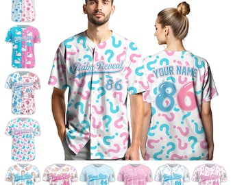 Personalized Gender Announcement Baseball Jersey for Men Women Youth Kids, Custom Baby Reveal Jersey, Family Matching Baby Shower Gift