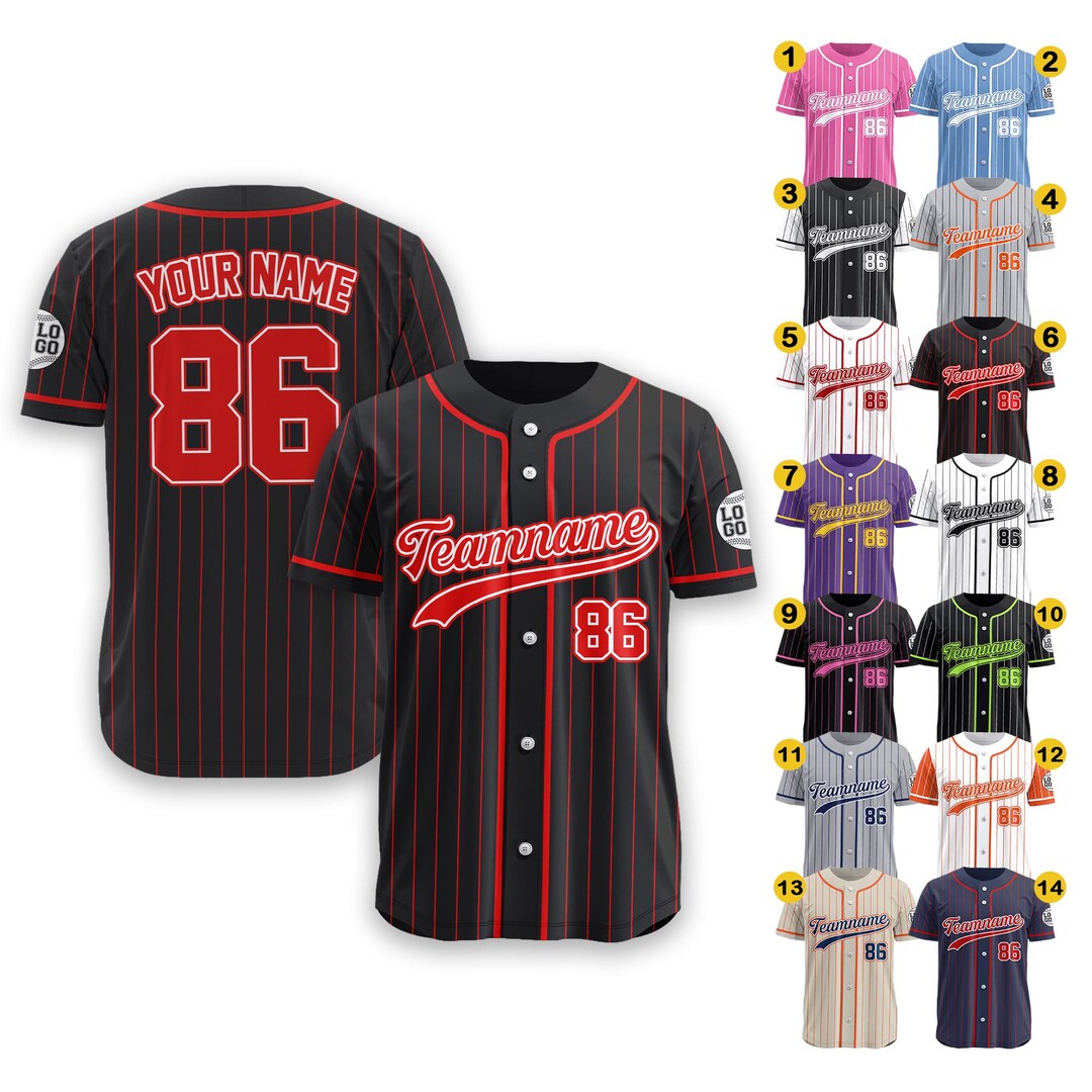 Custom Pnstrpe Baseball Jersey Shrt Wth Team Name Number Logo