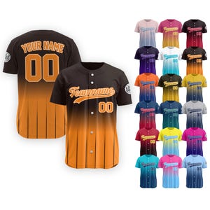 Custom Baseball Jersey With Team Name Number Logo for Men Women Preschool Youth, Gradient Black Orange Shirt, Ideal Gifts for Baseball Lover