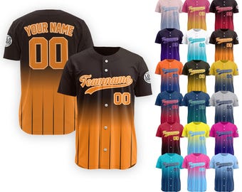 Custom Baseball Jersey With Team Name Number Logo for Men Women Preschool Youth, Gradient Black Orange Shirt, Ideal Gifts for Baseball Lover