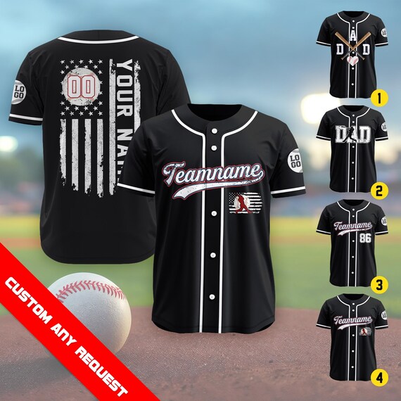 Personalized Baseball Jersey With Name Number Logo for Dad, Custom