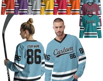 Gepersonaliseerde hockey voor heren, dames, jeugd, aangepast ijshockey-uniform, hockeytrainingjersey-shirtteam familiejerseys met lange mouwen
