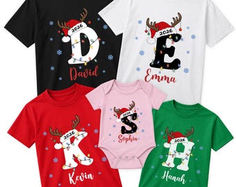 Custom Family Christmas Shirts for Family Adults Youth Kids with Name Christmas Monogram, Custom Family Shirts, Matching Christmas Shirt
