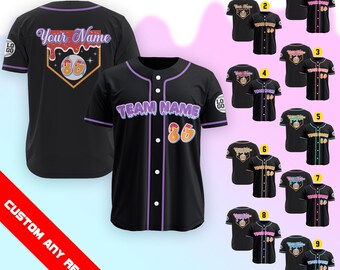 Personalized Ice Cream Drip Baseball Jersey for Men Women Youth Kid, Custom Summer Sport Outfit, Sprinkle Drip Jersey, Family Matching