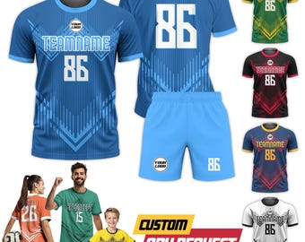 Camiseta de fútbol personalizada con nombre, número y logotipo, regalo de fútbol personalizado para fanáticos, conjunto de equipo de fútbol para niño y niña, camisetas de fútbol para regalo de equipo de fútbol