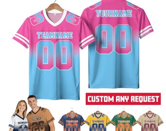 Custom Gradient Football Jersey for Men Women Youth Preschool, Personalized Team Name Number Football Jersey Gift, Custom Jersey Kids