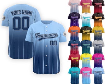 Camisa de beisebol personalizada com nome do time, número, logotipo, camisa de beisebol personalizada para homens, mulheres, jovens e crianças, fãs de beisebol azul, amantes de beisebol