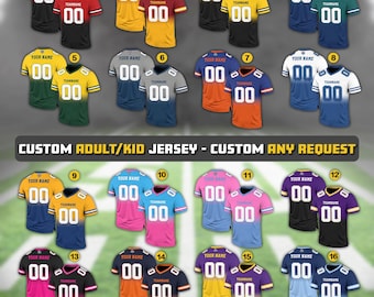 Custom Team Name Number Gradient Football Jersey for Men Women Youth Preschool, Game Day Outfit, Personalized Gradient Football Jersey Gift